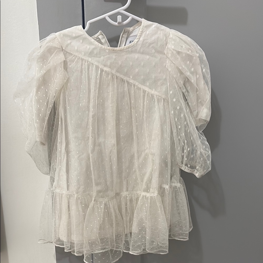 Kipp White Puff Sleeve Blouse with Peter Pan Collar